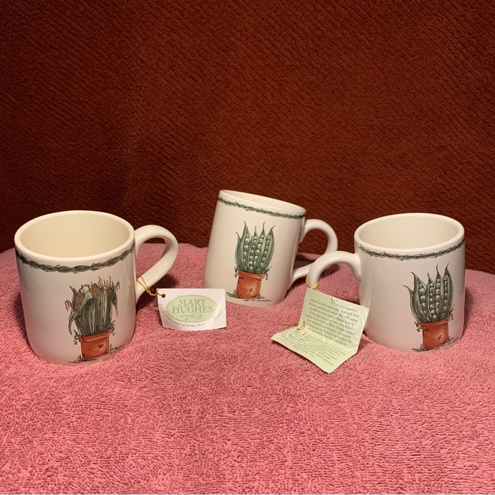 1997 NWT Lot Otagiri Mary Hughes Enesco Japan Vintage Gardening Mugs Rare Defect